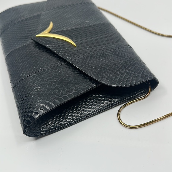 Vanna White blue snakeskin clutch shoulder bag - Picture 7 of 15